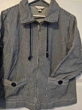 Christopher & Banks Striped Zip-Front Jacket in Navy & White